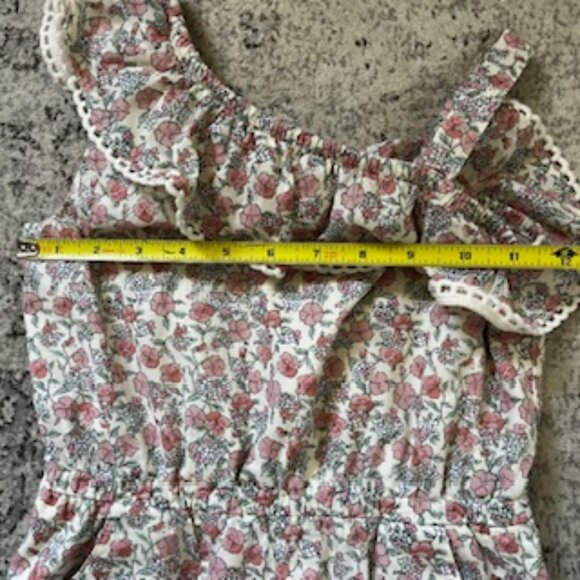 🧡3/15 Janie & Jack Pink Floral Cotton Romper with Pockets Girls 5 - Picture 4 of 7